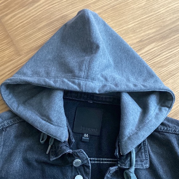 BLANKNYC Mens Grey Hooded Denim Jacket Size M - Picture 5 of 7